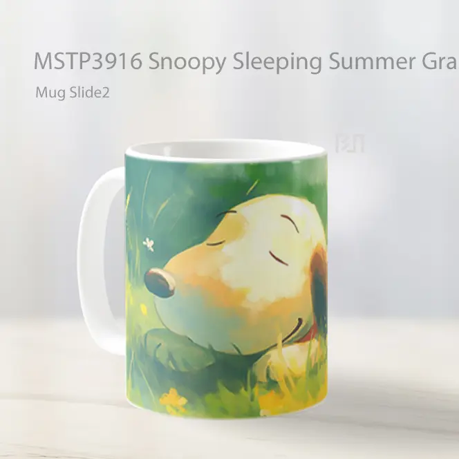 Snoopy Sleeping Summer Grass Mug Gelas Keramik MSTP3916 - All-side / Desain