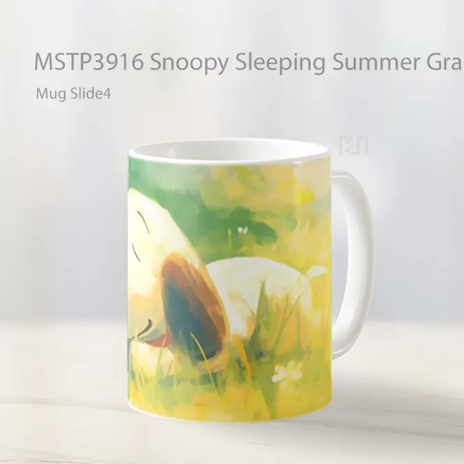 Snoopy Sleeping Summer Grass Mug Gelas Keramik MSTP3916