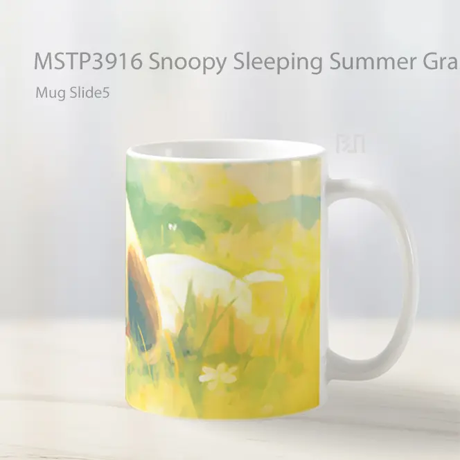Snoopy Sleeping Summer Grass Mug Gelas Keramik MSTP3916 - All-side / Desain