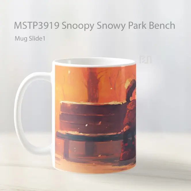Snoopy Snowy Park Bench Mug Gelas Keramik MSTP3919 - All-side / Desain