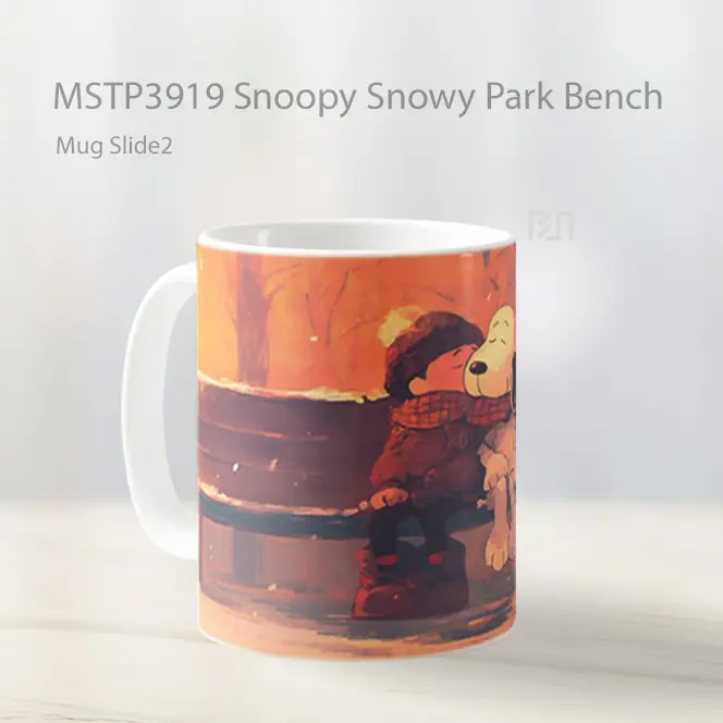 Snoopy Snowy Park Bench Mug Gelas Keramik MSTP3919 - All-side / Desain