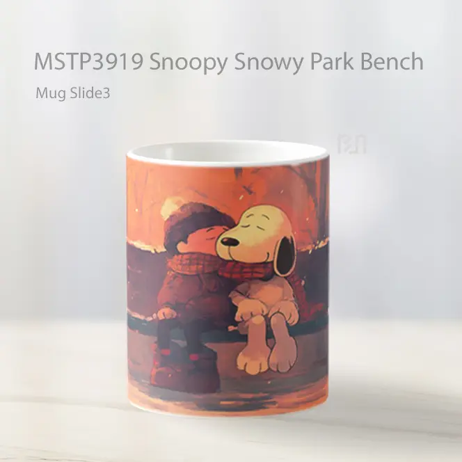Snoopy Snowy Park Bench Mug Gelas Keramik MSTP3919 - All-side / Desain