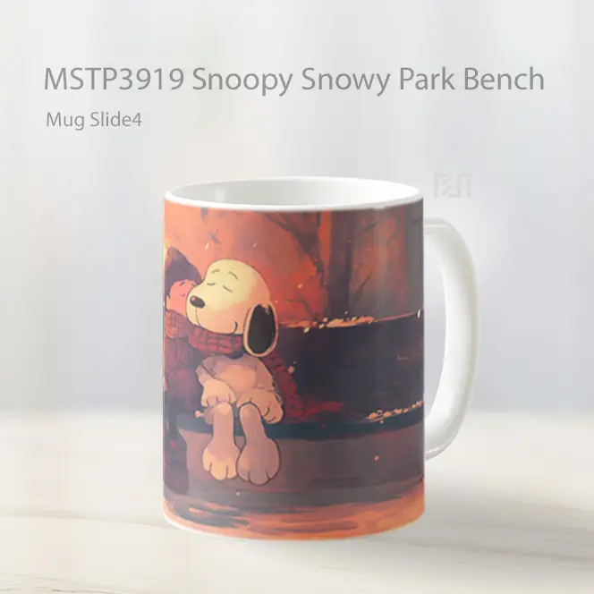 Snoopy Snowy Park Bench Mug Gelas Keramik MSTP3919