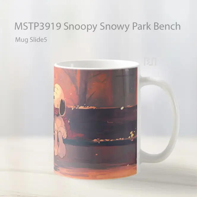 Snoopy Snowy Park Bench Mug Gelas Keramik MSTP3919 - All-side / Desain