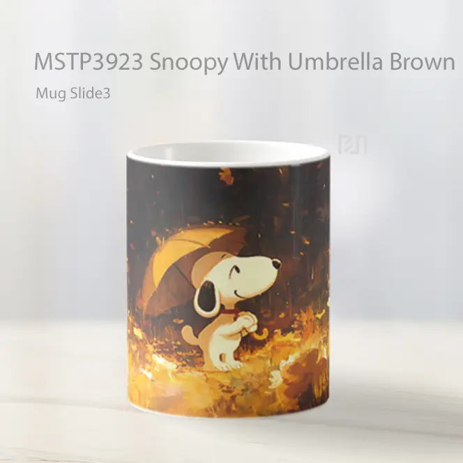Snoopy With Umbrella Brown Mug Gelas Keramik MSTP3923 - All-side / Desain