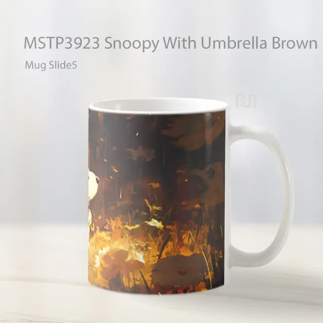 Snoopy With Umbrella Brown Mug Gelas Keramik MSTP3923 - All-side / Desain