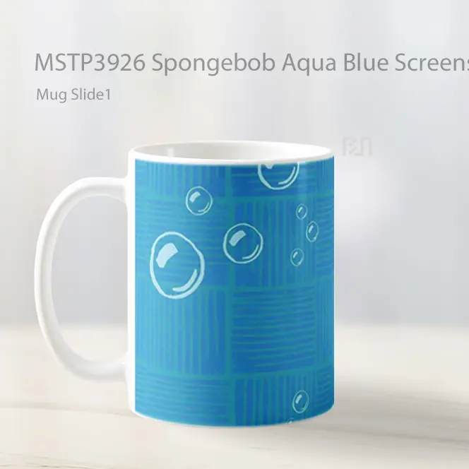 Spongebob Aqua Blue Screensaver Mug Gelas Keramik MSTP3926 - All-side / Desain