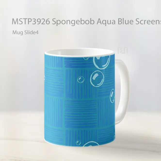 Spongebob Aqua Blue Screensaver Mug Gelas Keramik MSTP3926
