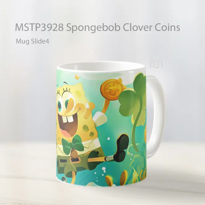 Spongebob Clover Coins Mug Gelas Keramik MSTP3928