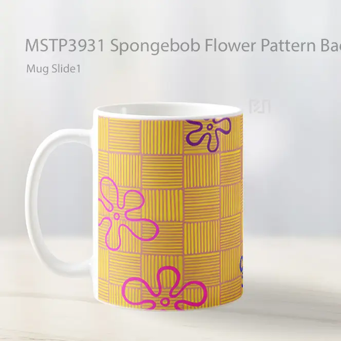 Spongebob Flower Pattern Background Mug Gelas Keramik MSTP3931 - All-side / Desain