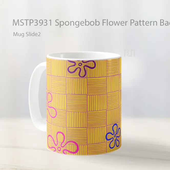Spongebob Flower Pattern Background Mug Gelas Keramik MSTP3931 - All-side / Desain