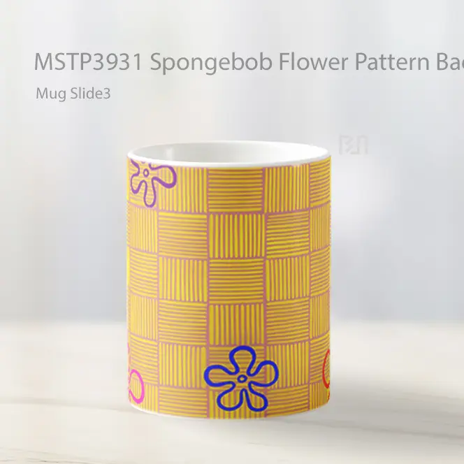 Spongebob Flower Pattern Background Mug Gelas Keramik MSTP3931 - All-side / Desain