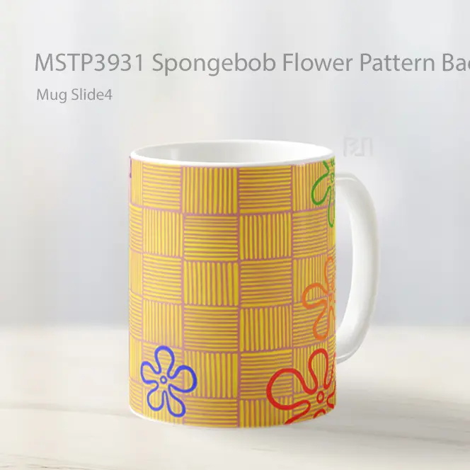 Spongebob Flower Pattern Background Mug Gelas Keramik MSTP3931