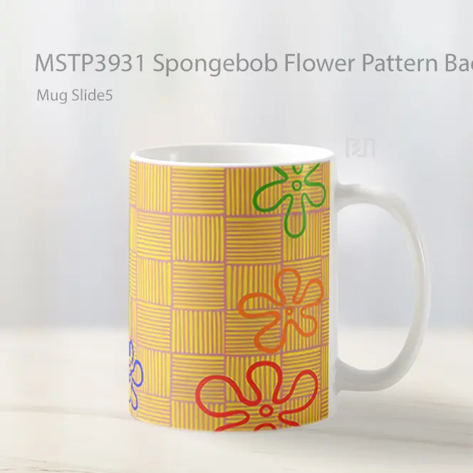 Spongebob Flower Pattern Background Mug Gelas Keramik MSTP3931 - All-side / Desain