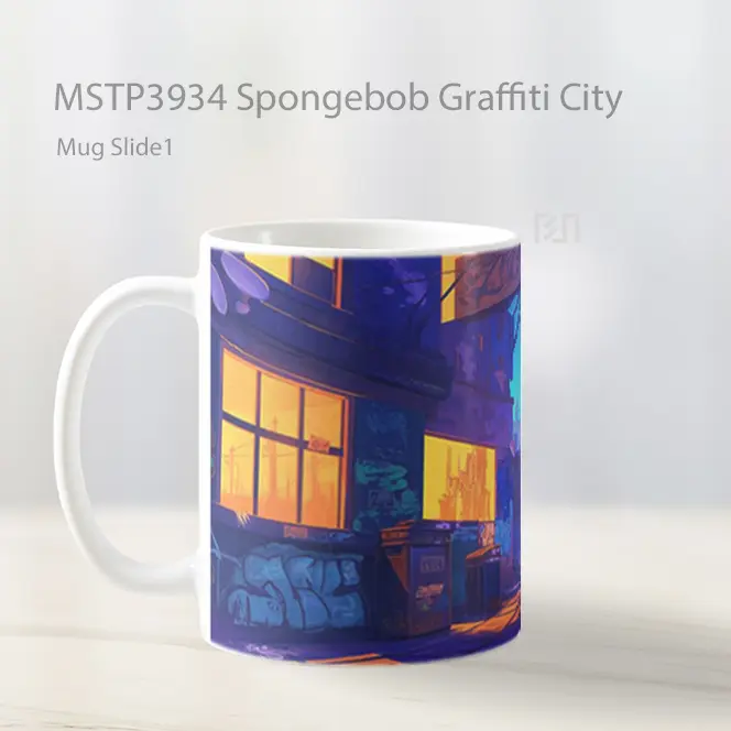 Spongebob Graffiti City Mug Gelas Keramik MSTP3934 - All-side / Desain