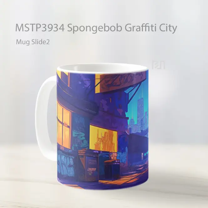 Spongebob Graffiti City Mug Gelas Keramik MSTP3934 - All-side / Desain