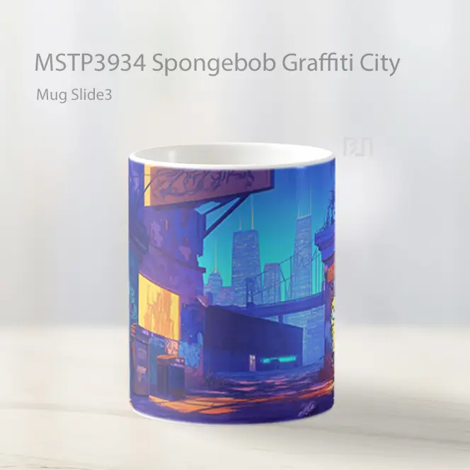 Spongebob Graffiti City Mug Gelas Keramik MSTP3934 - All-side / Desain