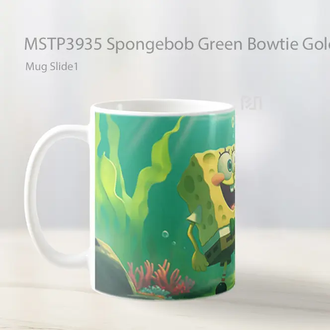 Spongebob Green Bowtie Golden Clover St Patricks Day Mug Gelas Keramik MSTP3935 - All-side / Desain