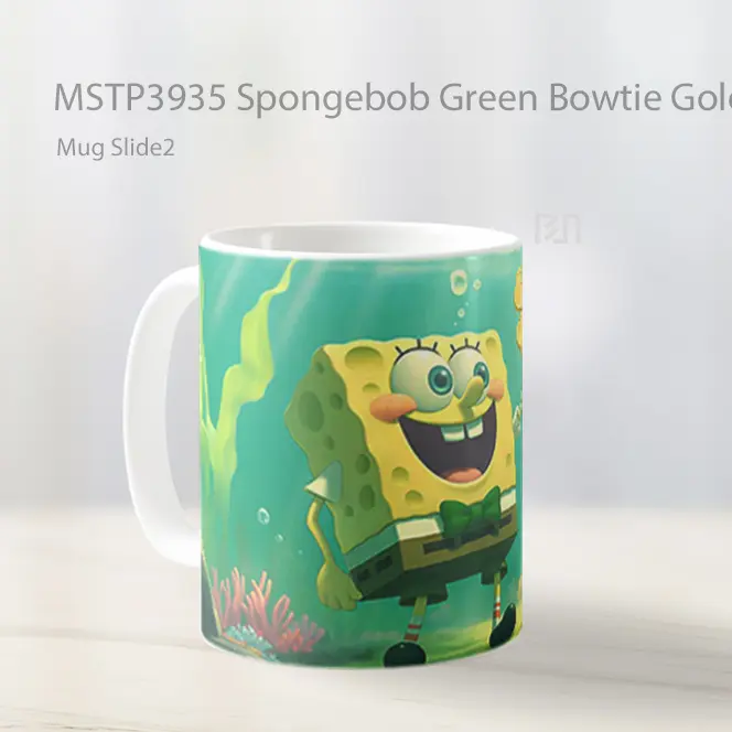 Spongebob Green Bowtie Golden Clover St Patricks Day Mug Gelas Keramik MSTP3935 - All-side / Desain