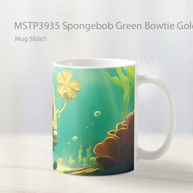 Spongebob Green Bowtie Golden Clover St Patricks Day Mug Gelas Keramik MSTP3935 - All-side / Desain