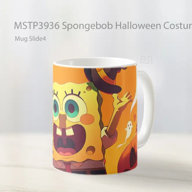 Spongebob Halloween Costume Funny Mug Gelas Keramik MSTP3936