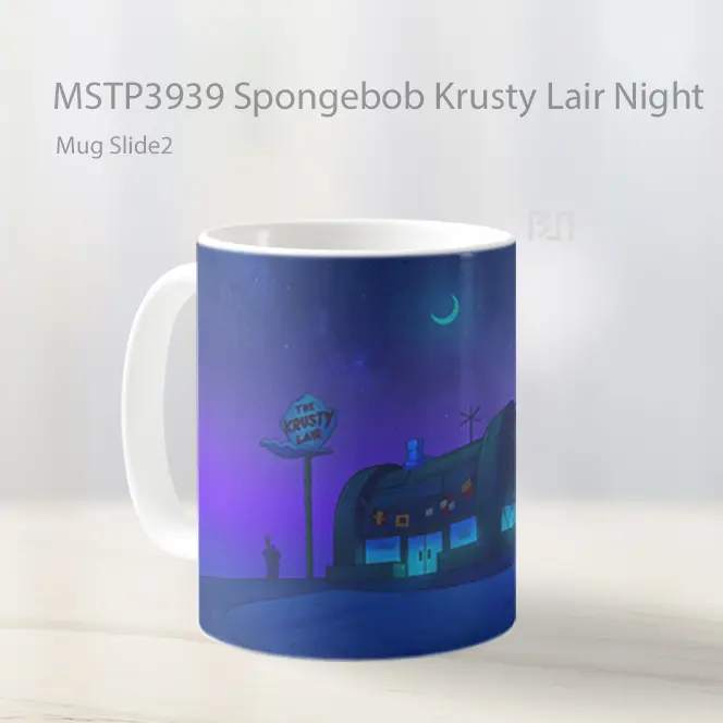 Spongebob Krusty Lair Night Mug Gelas Keramik MSTP3939 - All-side / Desain
