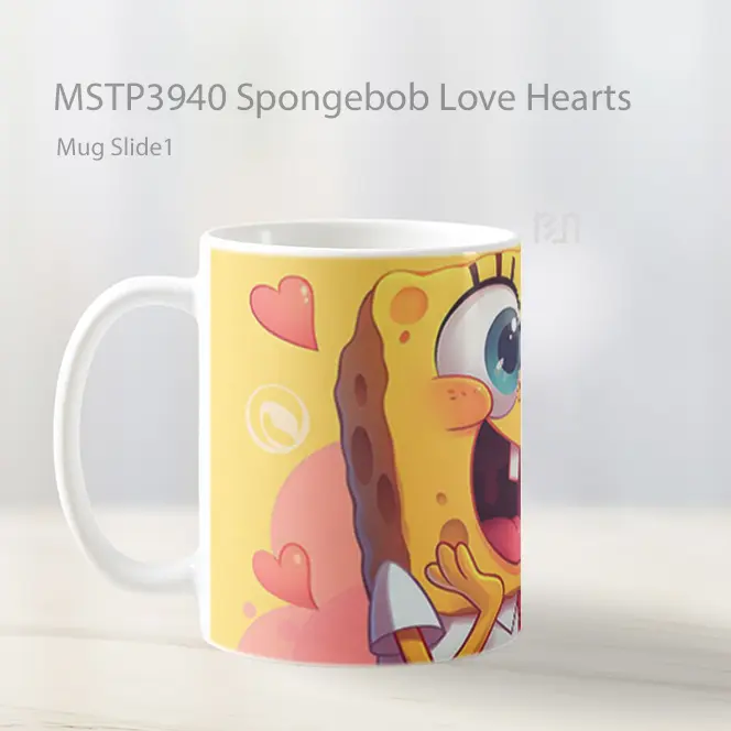 Spongebob Love Hearts Mug Gelas Keramik MSTP3940 - All-side / Desain