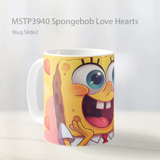 Spongebob Love Hearts Mug Gelas Keramik MSTP3940 - All-side / Desain