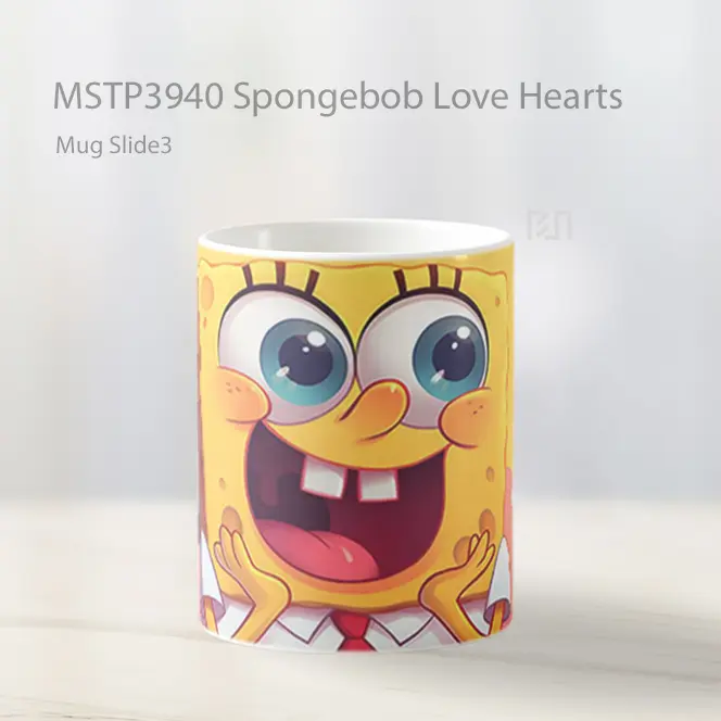 Spongebob Love Hearts Mug Gelas Keramik MSTP3940 - All-side / Desain