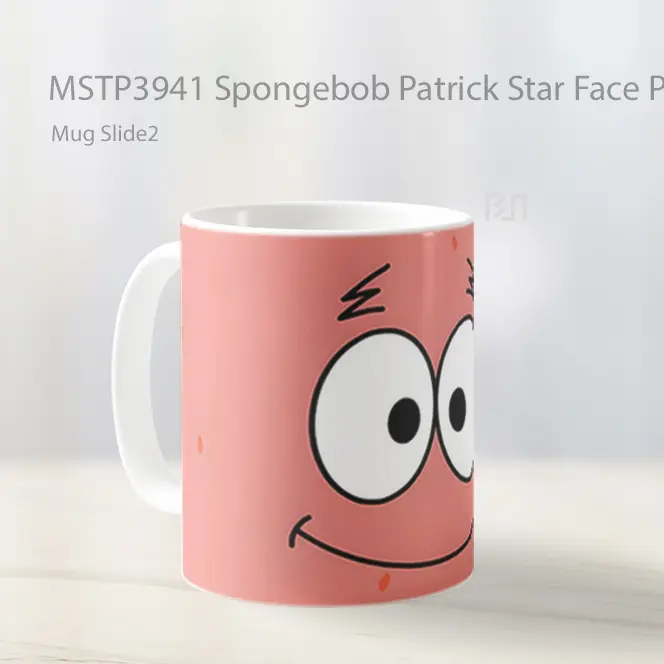 Spongebob Patrick Star Face Pink Mug Gelas Keramik MSTP3941 - All-side / Desain