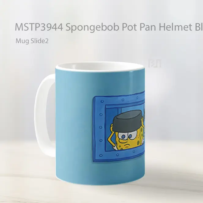 Spongebob Pot Pan Helmet Blue Mug Gelas Keramik MSTP3944 - All-side / Desain