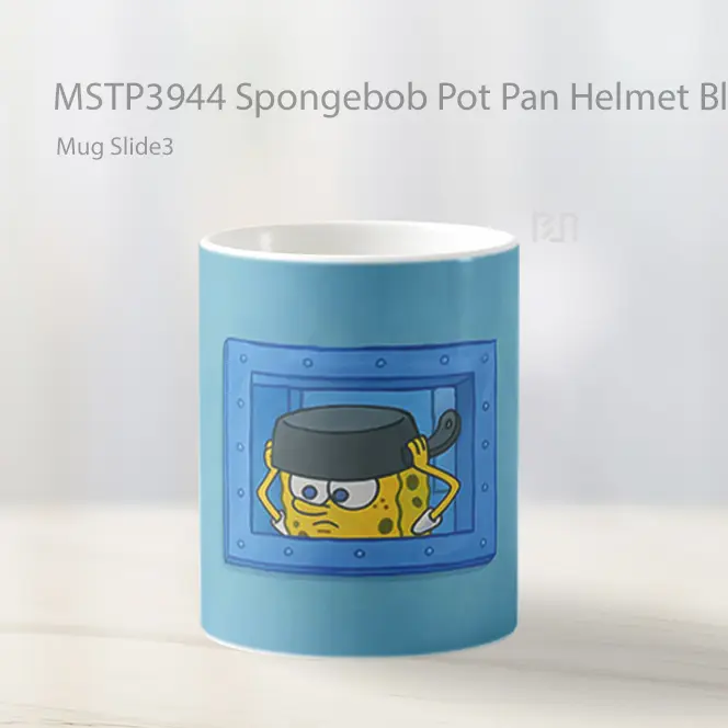 Spongebob Pot Pan Helmet Blue Mug Gelas Keramik MSTP3944 - All-side / Desain