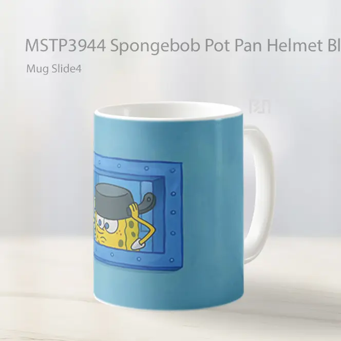 Spongebob Pot Pan Helmet Blue Mug Gelas Keramik MSTP3944