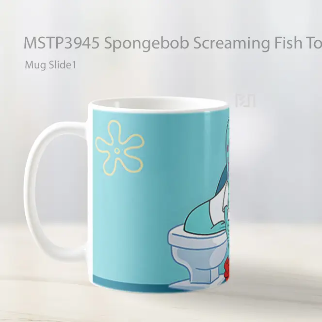 Spongebob Screaming Fish Toilet Scene Mug Gelas Keramik MSTP3945 - All-side / Desain