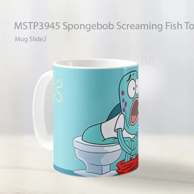 Spongebob Screaming Fish Toilet Scene Mug Gelas Keramik MSTP3945 - All-side / Desain