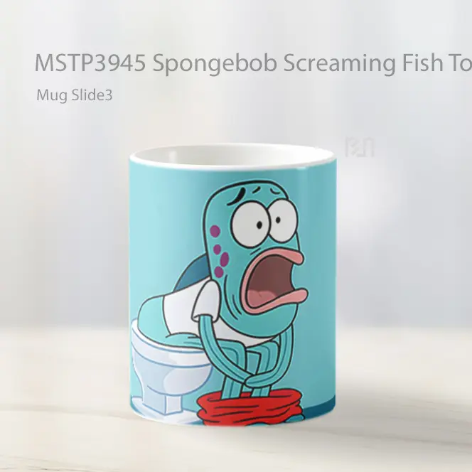 Spongebob Screaming Fish Toilet Scene Mug Gelas Keramik MSTP3945 - All-side / Desain