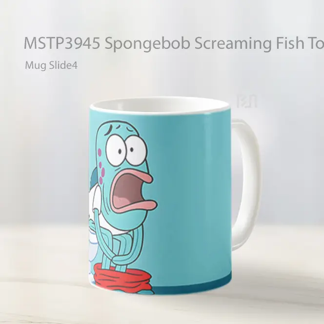 Spongebob Screaming Fish Toilet Scene Mug Gelas Keramik MSTP3945