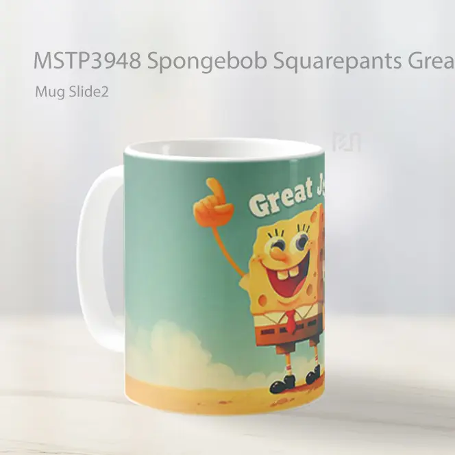 Spongebob Squarepants Great Job Mug Gelas Keramik MSTP3948 - All-side / Desain