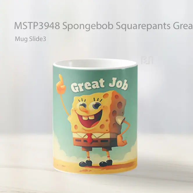 Spongebob Squarepants Great Job Mug Gelas Keramik MSTP3948 - All-side / Desain