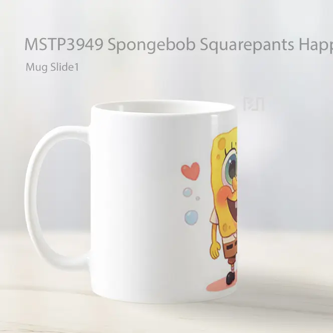 Spongebob Squarepants Happy Mug Gelas Keramik MSTP3949 - All-side / Desain
