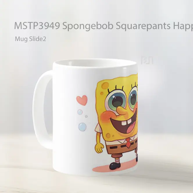 Spongebob Squarepants Happy Mug Gelas Keramik MSTP3949 - All-side / Desain