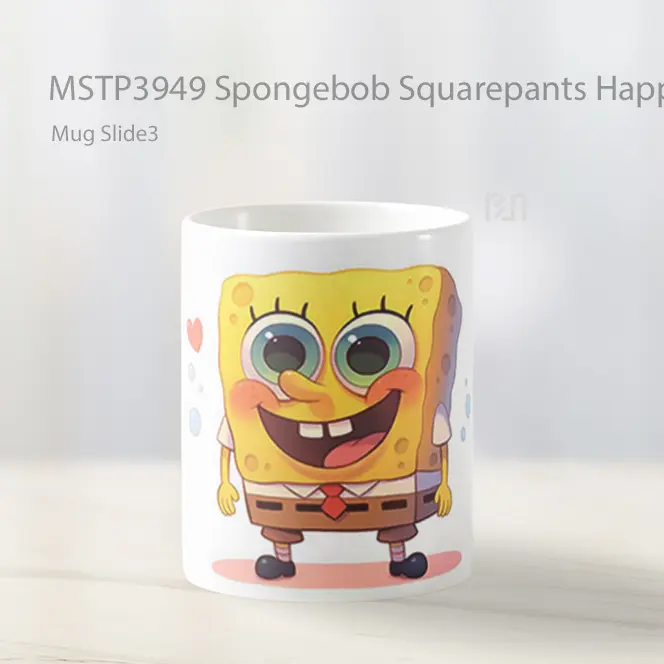 Spongebob Squarepants Happy Mug Gelas Keramik MSTP3949 - All-side / Desain