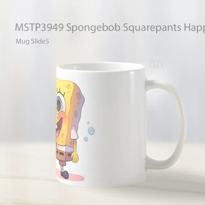 Spongebob Squarepants Happy Mug Gelas Keramik MSTP3949 - All-side / Desain