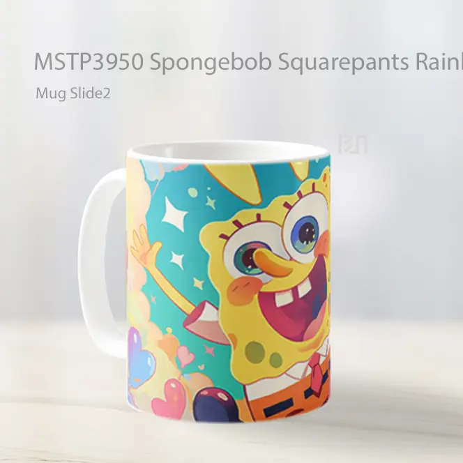 Spongebob Squarepants Rainbow Happy Colorful Mug Gelas Keramik MSTP3950 - All-side / Desain