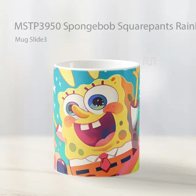 Spongebob Squarepants Rainbow Happy Colorful Mug Gelas Keramik MSTP3950 - All-side / Desain