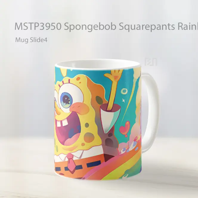 Spongebob Squarepants Rainbow Happy Colorful Mug Gelas Keramik MSTP3950