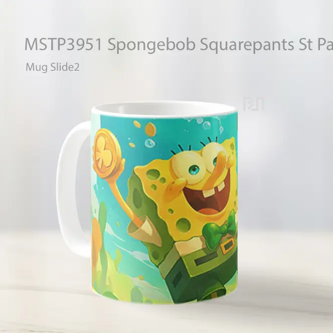 Spongebob Squarepants St Patricks Day Mug Gelas Keramik MSTP3951 - All-side / Desain