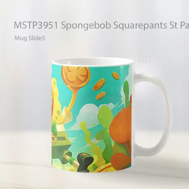 Spongebob Squarepants St Patricks Day Mug Gelas Keramik MSTP3951 - All-side / Desain