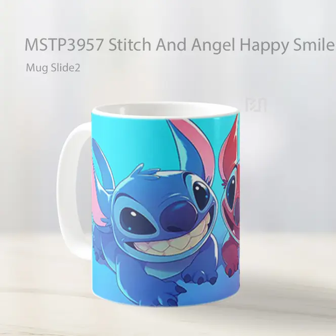 Stitch And Angel Happy Smiles Mug Gelas Keramik MSTP3957 - All-side / Desain