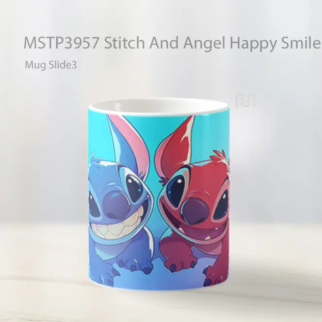 Stitch And Angel Happy Smiles Mug Gelas Keramik MSTP3957 - All-side / Desain